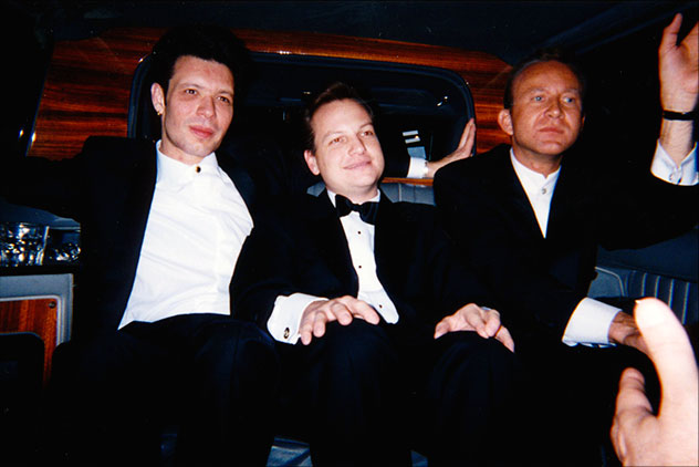 Jeff Meyer, William Senne, and John Robert Wiltgen on the way to the 1998 Chicago International Film Festival Gala honoring John Travolta with a Lifetime Achievement Award.